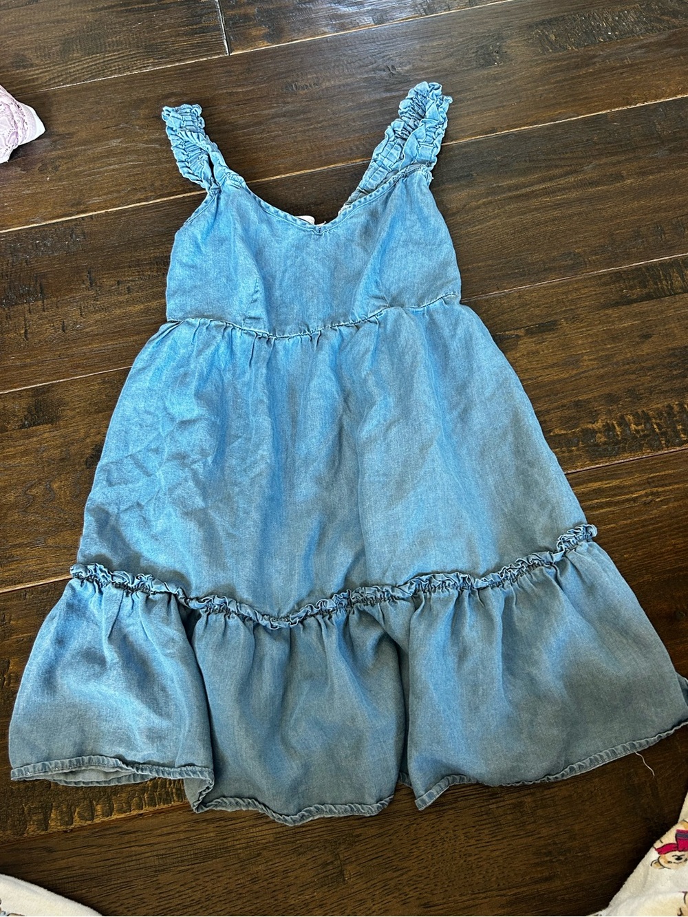 Altar'd State Light Blue Ruffle Strap Denim Dress